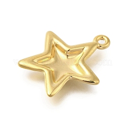 304ステンレスペンダント  星のチャーム  ゴールドカラー  28x25x3mm  穴：2mm&nbsp;STAS-U027-03G-02