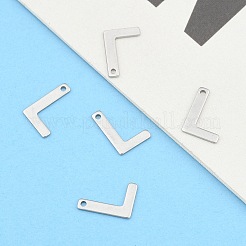 変色しにくい304ステンレススチールの文字チャーム  文字L  11x7.5x0.5mm  穴：1mm&nbsp;LS-STAS-O072-L
