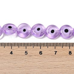 手作りナザールボンジュウランプワークビーズ連売り  フラットラウンド  ライラック  10~10.5x3.5mm  穴：0.7mm  約37個/連  14.06~14.17''（35.7~36センチメートル）&nbsp;LAMP-G164-10C-02