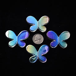透明なアクリルビーズ  ABカラー  蝶  クリアAB  34x44x8mm  穴：3mm&nbsp;MACR-S374-10D-01