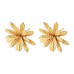 フラワーブラススタッドピアス  18KGP本金メッキ  23x23mm&nbsp;EJEW-D346-06G