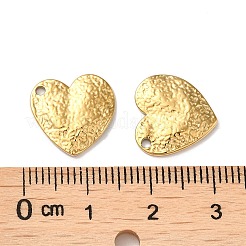 304ステンレススチールチャーム  テクスチャ  ハートチャーム  18KGP本金メッキ  13.5x13.5x2mm  穴：1.2mm&nbsp;STAS-Q252-18G