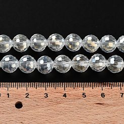 電気メッキガラスビーズ連売り  ABカラーメッキ  ファセット（96ファセット）  ラウンド  クリアAB  10mm  穴：1mm  約72個/連  26インチ&nbsp;X-EGLA-R040-10mm-15