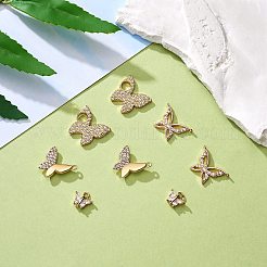 8個4スタイル真鍮マイクロパヴェキュービックジルコニアペンダント  蝶  18KGP本金メッキ  8~15.5x9~17x2~2.5mm  穴：1~4mm  2個/スタイル&nbsp;ZIRC-SZ0003-55