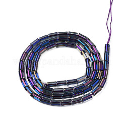 電気メッキガラスビーズセット  フルメッキ  コラム  パープルメッキ  4.5~5x2.5mm  穴：0.8mm  約75個/連  14.17インチ（36cm）&nbsp;LS-EGLA-K014-B-FP09