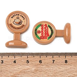 オペーク樹脂カボション  コーヒーショップ兼ベーカリーの看板  ミックスカラー  30.5x19.5x7.5mm&nbsp;RESI-A055-02