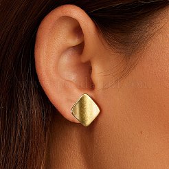 925スターリングシルバースタンドピアス  菱形  14KGP本金メッキ  16x14mm&nbsp;EJEW-H167-01G