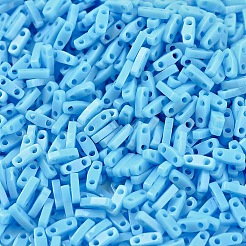 MIYUKIクォーターティラビーズ  日本製シードビーズ  2穴  （qtl413)不透明なターコイズブルー  5x1.2x1.9mm  穴：0.8mm  約2400個/50g&nbsp;SEED-X0054-QTL0413