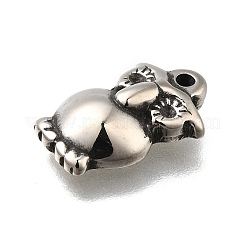 レトロな304ステンレススチールペンダント  フクロウのチャーム  アンティークシルバー  16x10x4mm  穴：1.5mm&nbsp;STAS-L284-10AS
