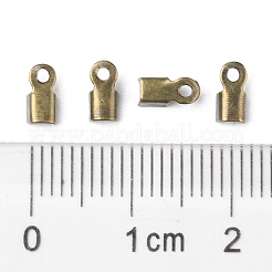 アイアン製折りたたみ式カシメエンドパーツ  圧着コードの端を折ります  ニッケルフリー  アンティークブロンズ  6x3mm  穴：1mm  約10000個/袋&nbsp;E029-NFAB-01