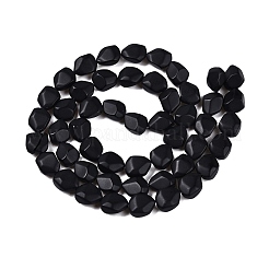 つや消しガラスビーズ連売り  天然石風  多面カット  ナゲット  ブラック  12x9.5x6.5mm  穴：0.9mm  約50個/連  23.23~23.62''（59~60センチメートル）&nbsp;GLAA-T023-30D