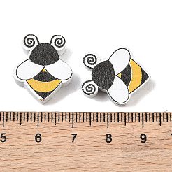 印刷されたシマウッドビーズ  ミツバチ  スプレー式塗料  カラフル  19x16.5x6.5mm  穴：2mm&nbsp;WD-CBA91F0-05