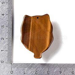 天然タイガーアイ彫刻ペンダント  フクロウのチャーム  36x28x11mm  穴：0.6mm&nbsp;G-I361-06A