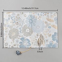 錦織りのブックカバー  ノートブックラップ  花模様の長方形  ライトスチールブルー  317x220x4mm&nbsp;DIY-WH0504-461B