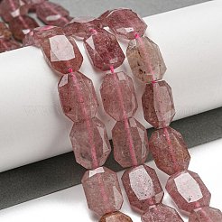天然石ストロベリークォーツビーズ連売り  六角  多面カット  11~12x16~17x5mm  穴：1mm  約24個/連  15.55''（39.5センチメートル）&nbsp;G-P544-B01-01