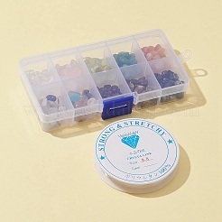 DIYジュエリー作成キット  80gの天然および合成ジェムストーンチップビーズと1ロールの弾性クリスタルスレッドを含む  4~8x3~9mm  穴：0.8mm&nbsp;G-FS0002-41