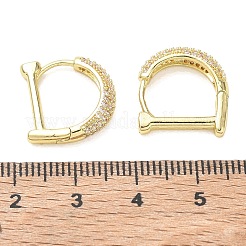 真鍮製マイクロパヴェキュービックジルコニアフープピアス  文字dの形  カドミウムフリー＆鉛フリー  ラックめっき  長持ちメッキ  18KGP本金メッキ  15.5x15.5x4mm&nbsp;KK-CBA30C7-23G