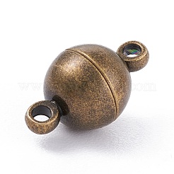 ループ付きの丸い真鍮のマグネットクラスプ  アンティークブロンズ  11.5x6mm  穴：1.2mm&nbsp;MC019-AB