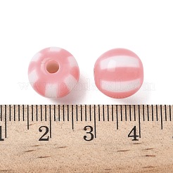 不透明なアクリルビーズ  ストライプラウンド  ピンク  11.5mm  穴：3mm  555個/ 500g&nbsp;OACR-D314-07B