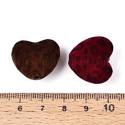 不透明アクリルビーズを植毛  ヒョウプリントの心  ミックスカラー  20x22x13mm  穴：2.5mm&nbsp;OACR-T030-04M