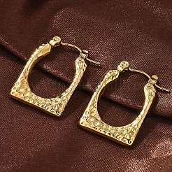 女性用304ステンレスフープピアス  イオンプレーティング（ip）  長方形  18KGP本金メッキ  24x18.5x3mm&nbsp;EJEW-L296-047G