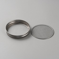 種子発芽用304ステンレススチールストレーナー  缶詰の網のふた  ステンレス鋼色  90x16mm&nbsp;AJEW-WH0314-463A