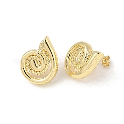 女性のための真鍮のスタッドピアス  巻き貝の形  ゴールドカラー  24x18.5mm&nbsp;KK-CBAD851-39G