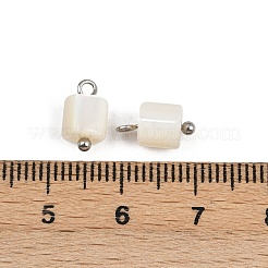 天然貝柱チャーム  304ステンレススチールループ付き  貝殻色  ステンレス鋼色  10.5~12x6~6.5mm  穴：1.6~2.5mm&nbsp;X1-STAS-D378-32P