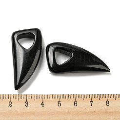 天然石オブシディアンペンダント  ホーンチャーム  41~43x20x7.5~8mm  穴：10.5~11mm&nbsp;G-M417-03D