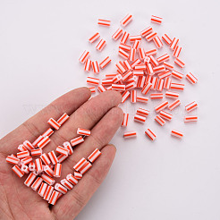 ガラス竹ビーズ  不透明な色が染み込む  丸い穴  レッド  8~10x4mm  穴：1.8mm  約1800個/ポンド&nbsp;SEED-S055-A-001