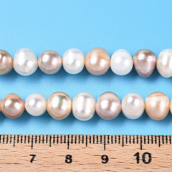 天然養殖淡水パールビーズ連売り  ラウンド  桃パフ  7~8mm  穴：0.8mm  約56~57個/連  14.96インチ（38cm）&nbsp;PEAR-N013-07F-01