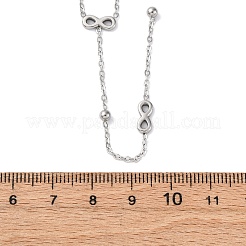 304ステンレススチールインフィニティYネックレス  ステンレス鋼色  長さ16.54インチ(42cm)+55mmエクステンダー&nbsp;NJEW-R026-21P