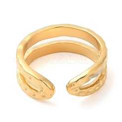 304ステンレススチール製ダブルラインオープンカフリング女性用  18KGP本金メッキ  内径：17.8mm&nbsp;STAS-D085-37G