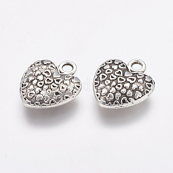チベット風合金ハートチャーム  カドミウムフリー＆鉛フリー  アンティークシルバー  15x12.7x3mm  穴：2mm&nbsp;LS-X-TIBEP-Q043-180-RS