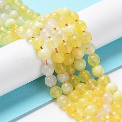 天然のファイヤーアゲートクラックルビーズ連売り  ラウンド  グレードA  多面カット  染め＆加熱  きいろ  6mm  穴：1mm  約61個/連  14.2~14.5インチ&nbsp;G-K166-07F-6mm-07