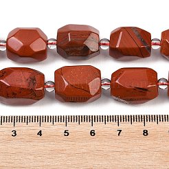 天然石レッドジャスパービーズ連売り  オーバル  多面カット  シードビーズで  13~19x11~15.5x11~14mm  穴：0.8~1.2mm  約17~23個/連  15.35''~15.75''（39~40センチメートル）&nbsp;G-Z147-E03-01