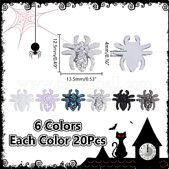 120色の樹脂製スパイダーカボション6個  ネイルアートの装飾の付属品  ミックスカラー  12.5x13.5x4mm  20個/カラー&nbsp;MRMJ-AR0001-29