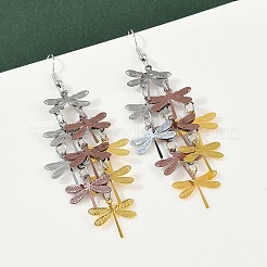 430ステンレススチール製トンボダングルイヤリング  鉄のピアスフック  プラチナ  ゴールド  75mm&nbsp;EJEW-A137-04P-03
