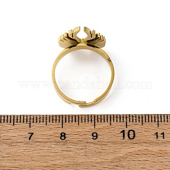 304ステンレススチール、ラインストーンの指輪  翼  イオンプレーティング（ip）  18KGP本金メッキ  翼：20.5x15mm  usサイズ7 1/4(17.5mm)&nbsp;RJEW-Q020-17G