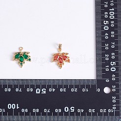 真鍮製キュービックジルコニアペンダント6個  メープル リーフ チャーム  18KGP本金メッキ  長持ちメッキ  ミックスカラー  24x17mm  穴：1.8mm&nbsp;JX597A