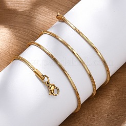 304ステンレススチールスネークチェーンネックレス  カニカン付き  イオンプレーティング（ip）  ゴールドカラー  17.7インチ（45cm）  1.5mm&nbsp;X-MAK-L015-03C