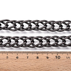 アルミニウムツートン菱形リンクチェーン  溶接されていない  スプールで  ガンメタ色  19x13x2mm  約32.81フィート（10m）/ロール&nbsp;CHA-N004-05B