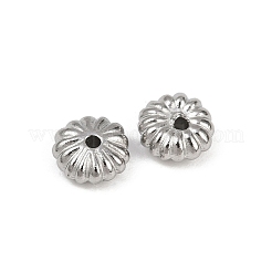 304ステンレススチールビーズ  洗練された  花  変色防止  ステンレス鋼色  6x3mm  穴：0.8mm&nbsp;STAS-G356-03P