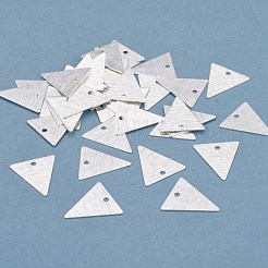 真鍮製チャーム  カドミウムフリー＆鉛フリー  三角形  925銀メッキ  13x12x0.5mm  穴：1.2mm&nbsp;KK-Y003-19S