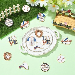 14個 7種類のスポーツ合金エナメルペンダント  ライトゴールド  ミックスカラー  20~26.5x21~27.5x1.5mm  穴：1.2mm  2個/スタイル&nbsp;ENAM-YW0009-42