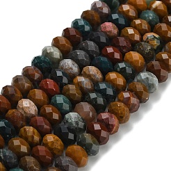天然オーシャンアゲート/オーシャンジャスパービーズ連売り  多面カット  ロンデル  8x5.5mm  穴：1.2mm  約69個/連  15.16''（38.5センチメートル）&nbsp;G-Z111-A53