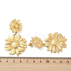 304ステンレススチールダングルスタッドピアス  イオンプレーティング（ip）  花  14KGP本金メッキ  61x34.5mm&nbsp;EJEW-G423-18G
