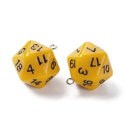 オペークアクリルパーツ  プラチナメッキ鉄パーツ  多面カット  多面体サイコロ  D20  ミックスカラー  27.5x20x20mm  穴：2mm&nbsp;MACR-O044-03-01