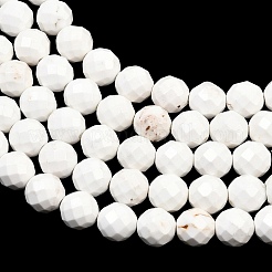 天然マグネサイトビーズ連売り  ラウンド  多面カット  8mm  穴：1.2mm  約46個/連  14.96''（38センチメートル）&nbsp;G-Z143-D01-8mm