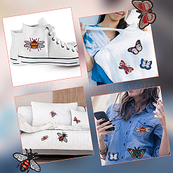 8個 8スタイル コンピューター刺繍布 アイロン接着/縫い付けパッチ  マスクと衣装のアクセサリー  アップリケ  蝶/ミツバチ  ミックスカラー  36~83x45~100x1.5~2.5mm  1個/スタイル&nbsp;PATC-HY0002-54
